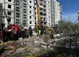 Наслідки ракетного удару в Умані