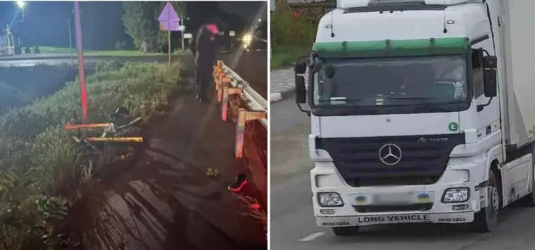На Буковині водій вантажівки збив велосипедиста