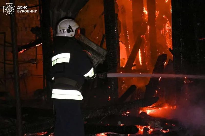 На Буковині трапилась масштабна пожежа: згорів магазин з рестораном (фото)