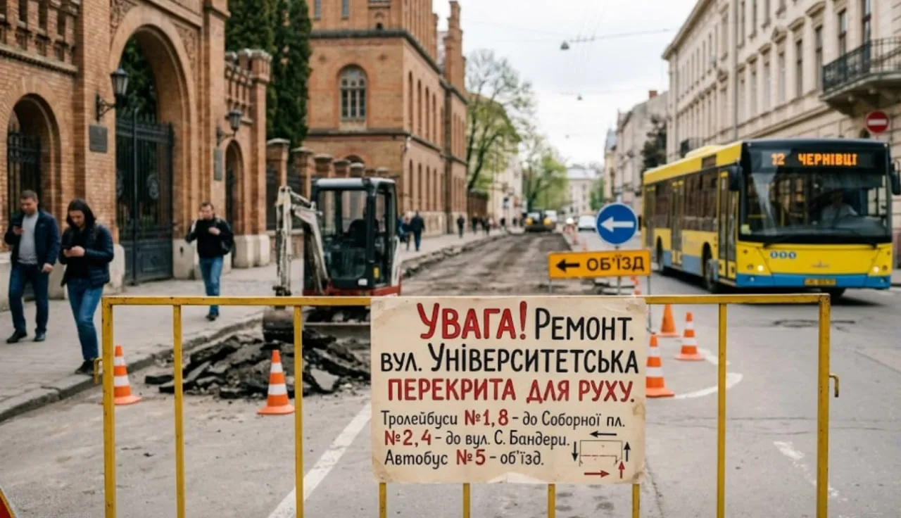 Перекрили рух по одній з вулиць Чернівців: схеми об'їзду
