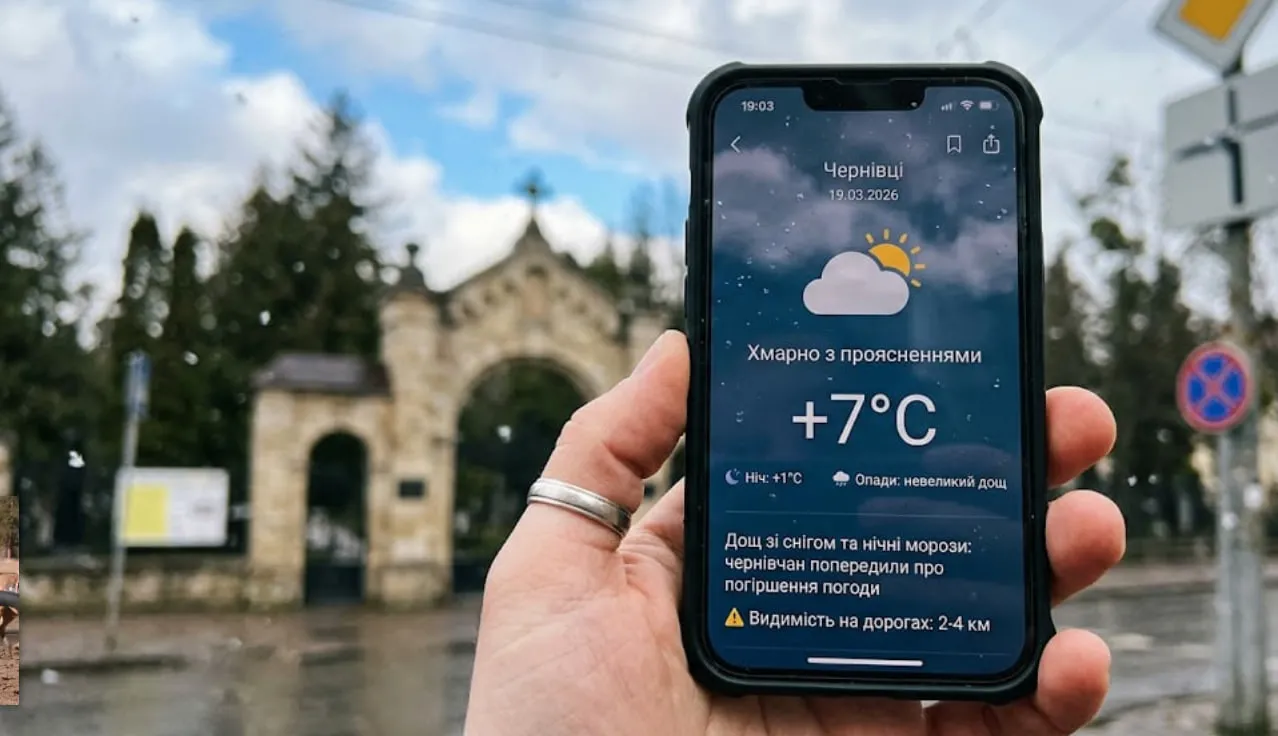Дощ зі снігом та нічні морози: чернівчан попередили про погіршення погоди 19 березня
