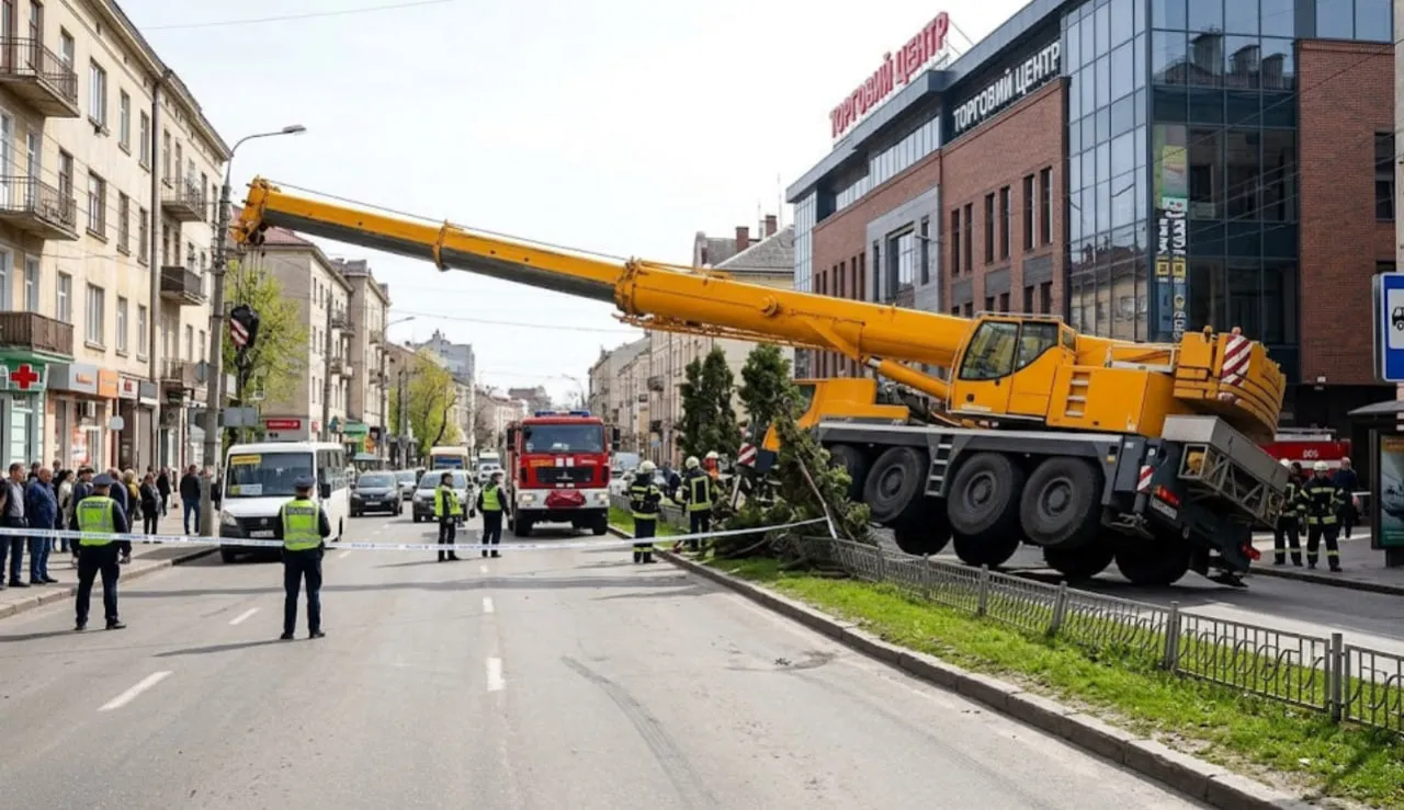 Багатотонна машина завалилася на бік посеред вулиці у Чернівцях