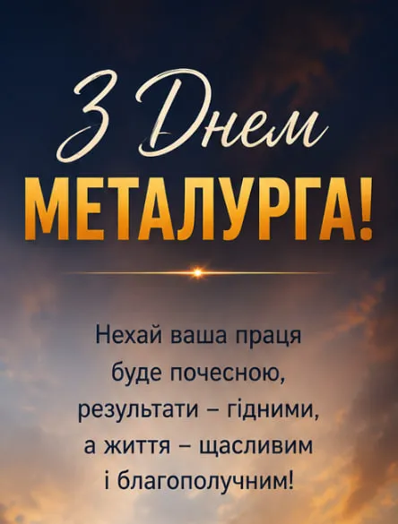 листівка з днем металурга красива українська