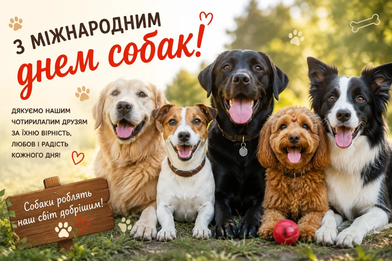 Привітання з Міжнародним днем собак 2026: своїми словами, у прозі та в картинках
