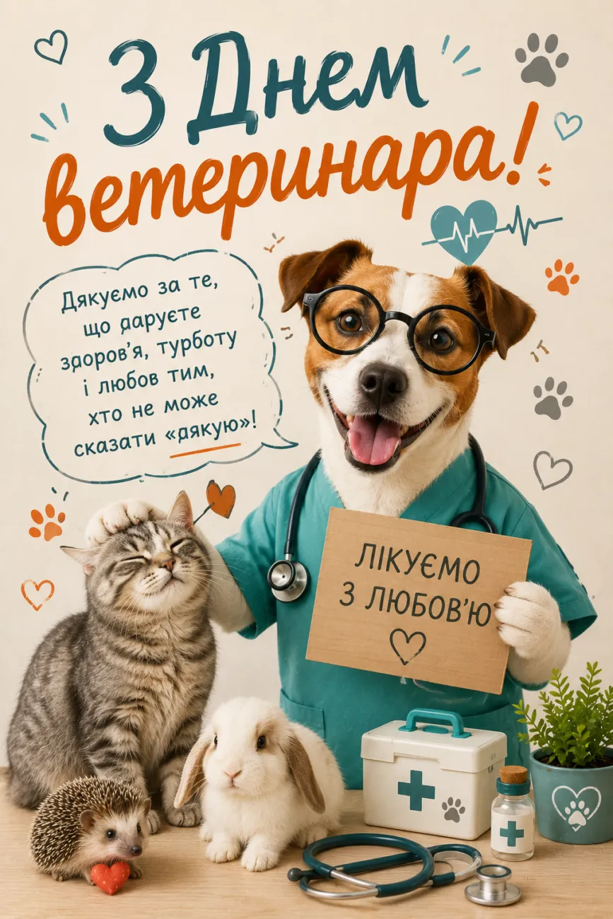 Привітання з Днем ветеринара 2026: красиві картинки та щирі слова до свята